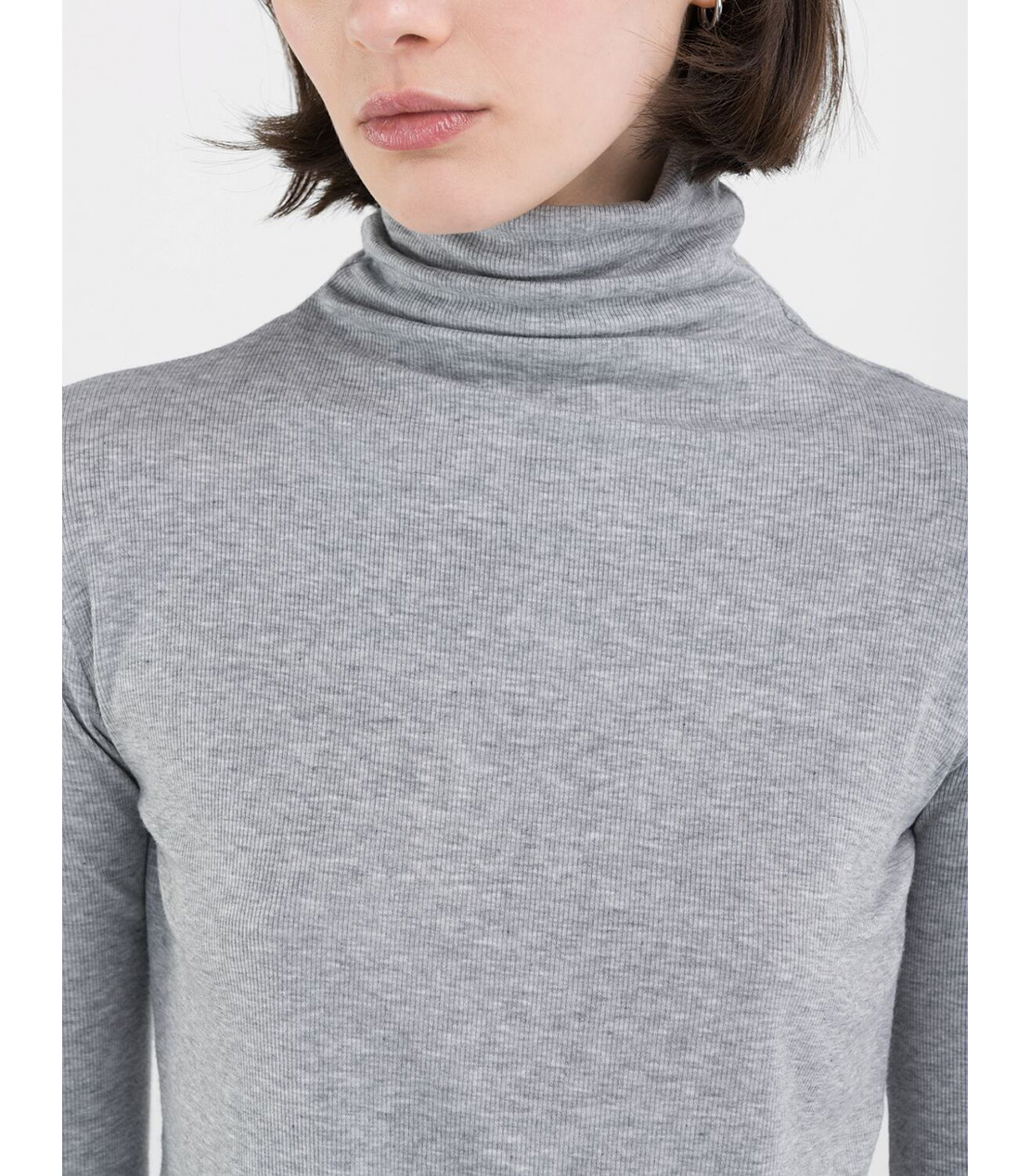 スリムフィットテンセルハイネックロングTシャツ 詳細画像 グレーメランジ 3